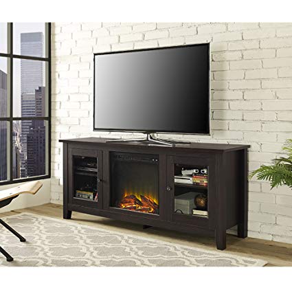 Black Fireplace TV Stand